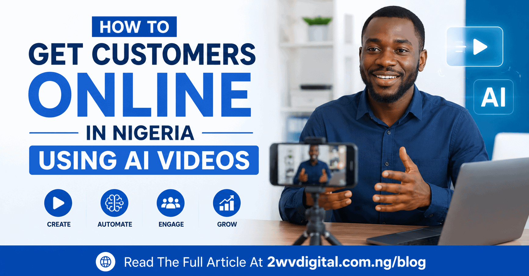 Nigerian business owner using AI video tools to get customers online