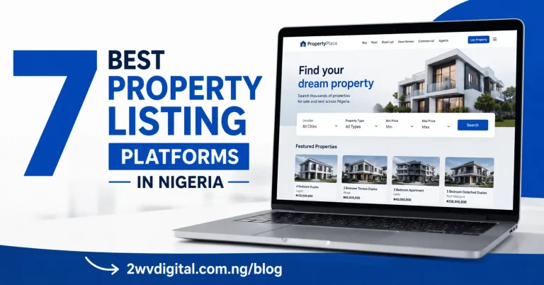 Best property listing platforms in Nigeria - real estate agent browsing property websites on laptop